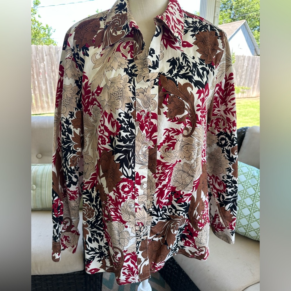 Investments Gold Label Multicolor Floral Button Down Shirt